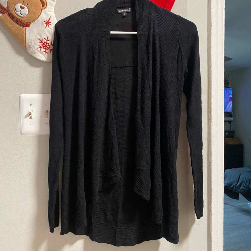 Express Women's Black Open-Front Cardigan Sweater